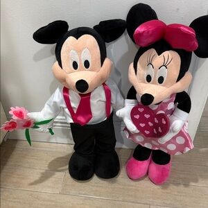 Disney Mickey & Minnie Plush Duo with Hot Pink Accents